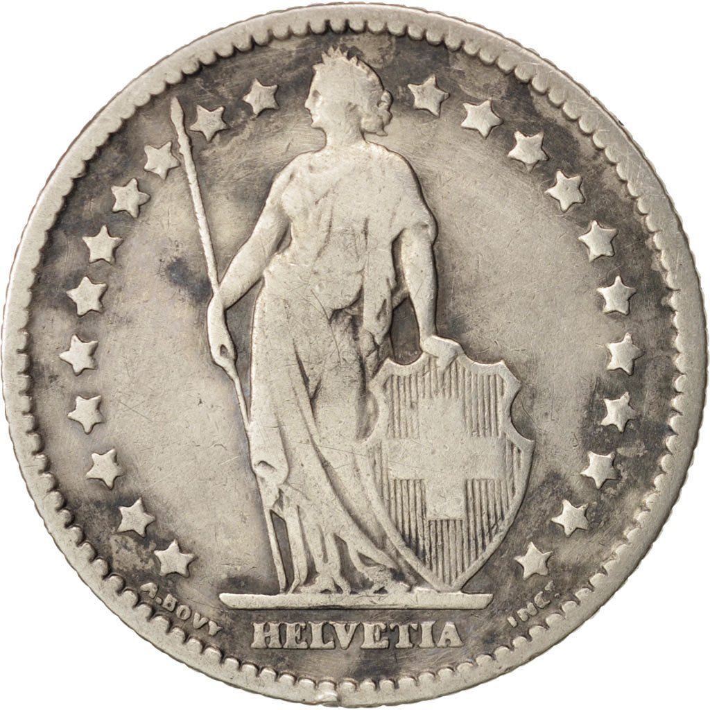 Switzerland, Franc, 1875, VF(30-35), Silver, KM:24