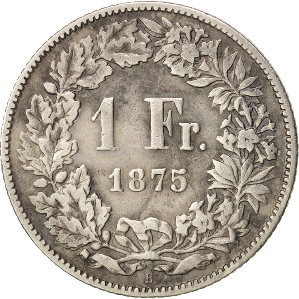 Switzerland, Franc, 1875, VF(30-35), Silver, KM:24