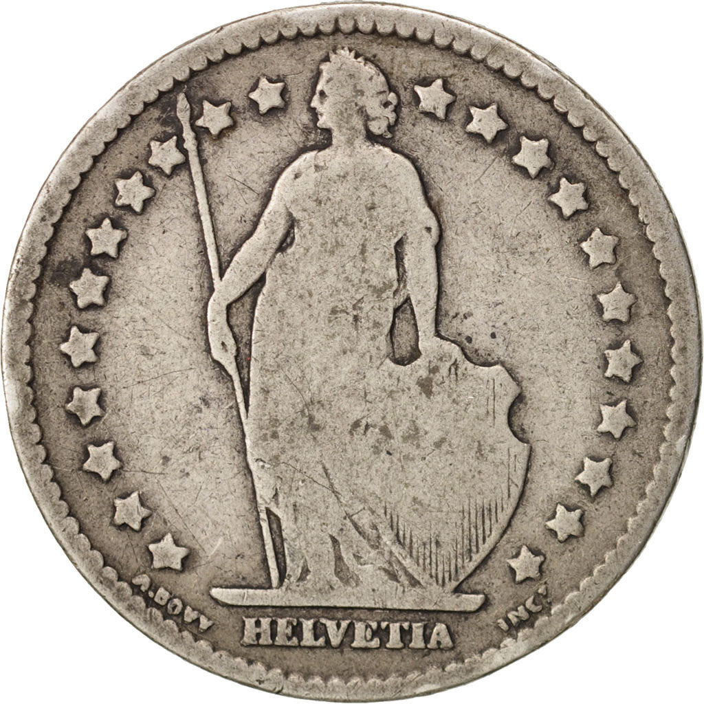 Switzerland, Franc, 1876, Bern, F(12-15), Silver, KM:24