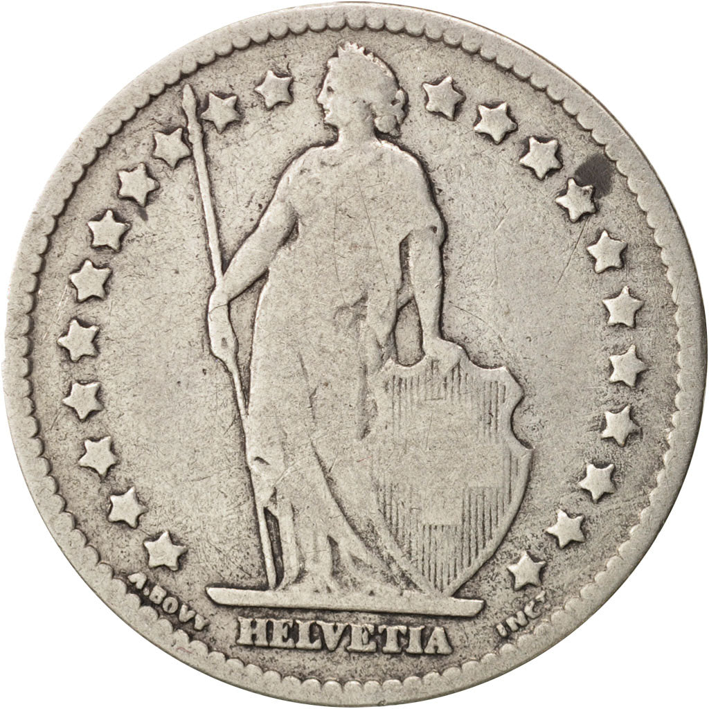 Switzerland, Franc, 1877, Bern, F(12-15), Silver, KM:24