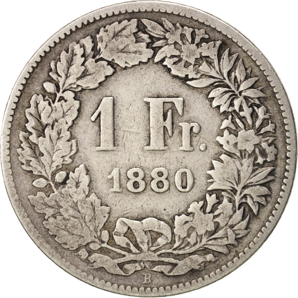 Switzerland, Franc, 1880, Bern, F(12-15), Silver, KM:24