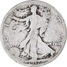 Coin, United States, Walking Liberty Half Dollar, Half Dollar, 1917, U.S. Mint