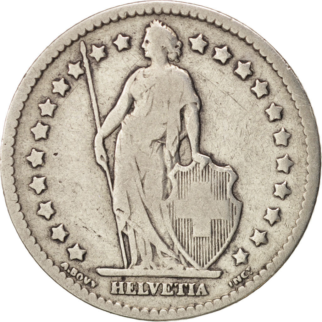 Switzerland, Franc, 1880, Bern, VF(20-25), Silver, KM:24