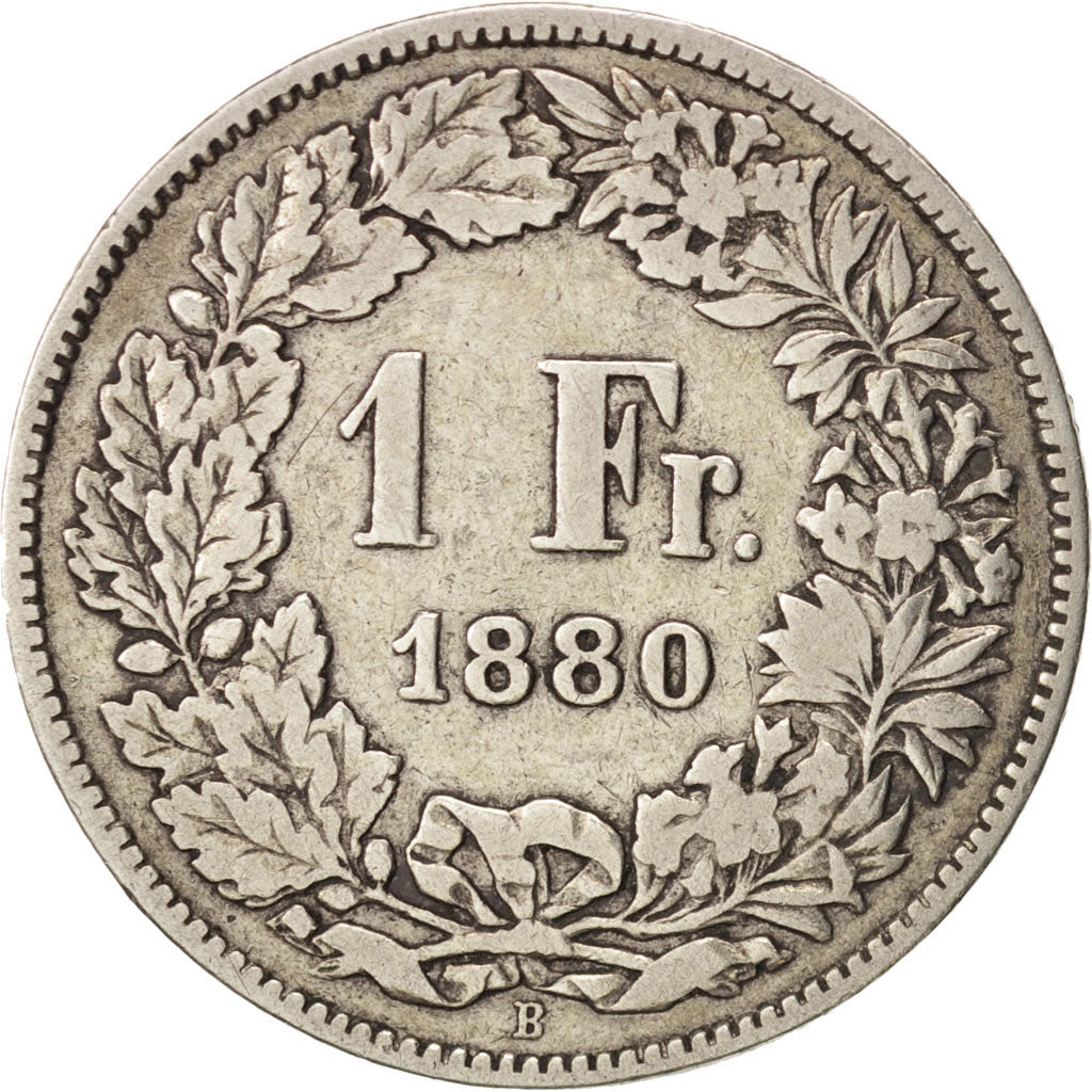Switzerland, Franc, 1880, Bern, VF(20-25), Silver, KM:24