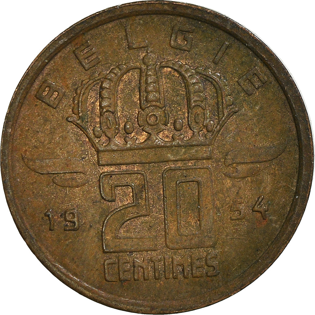 Moneda, Bélgica, 20 Centimes, 1954