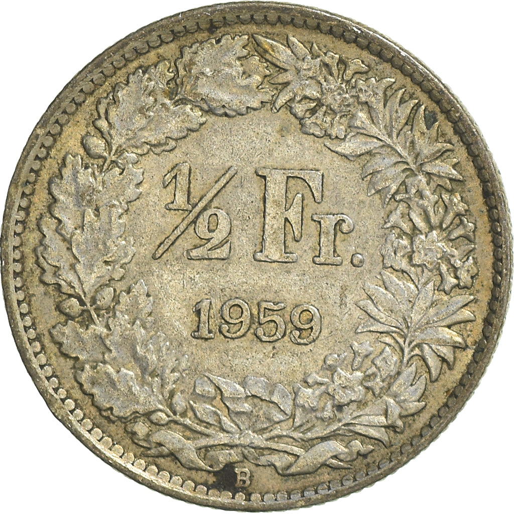 Munten, Zwitserland, 1/2 Franc, 1959
