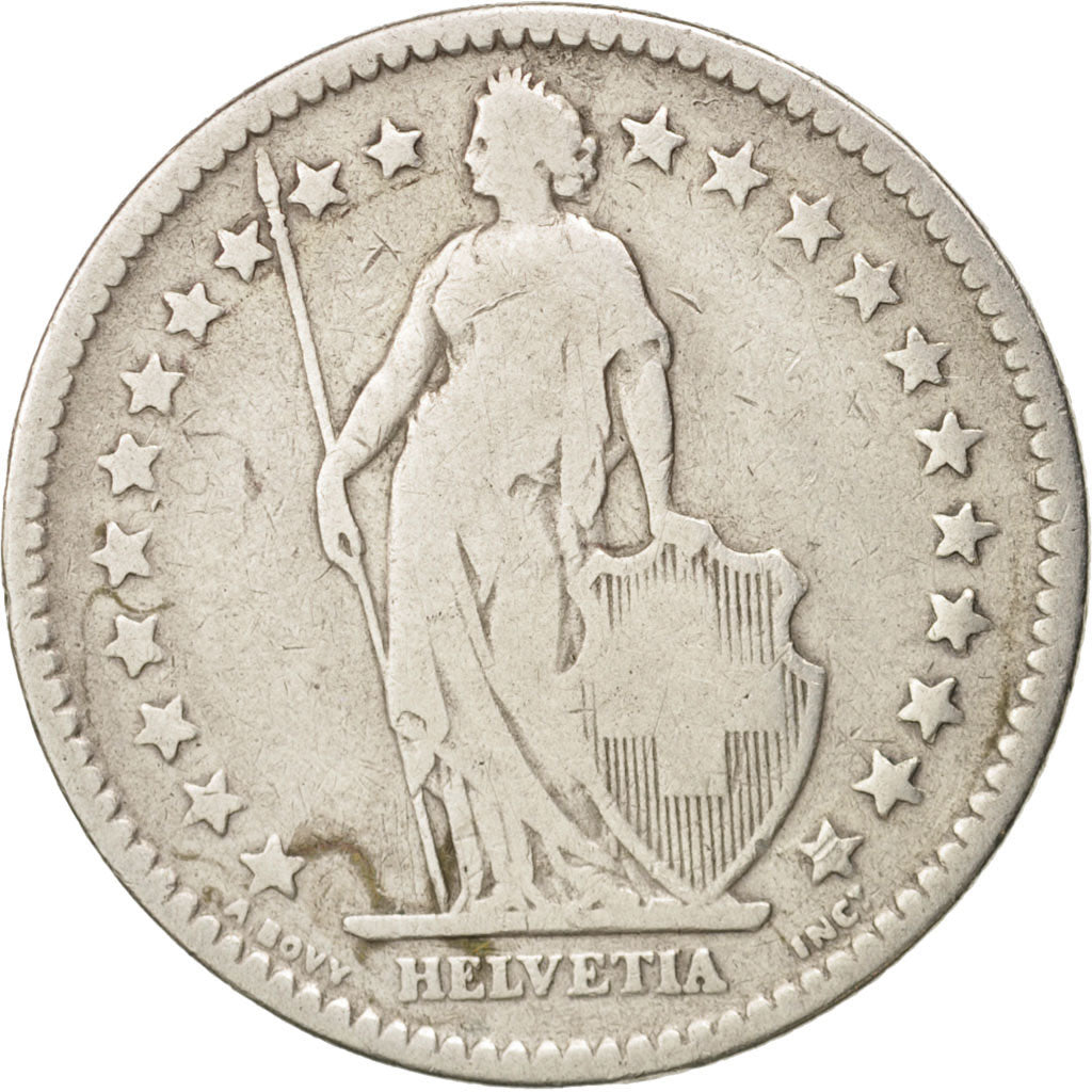 Switzerland, 2 Francs, 1879, Bern, VF(20-25), Silver, KM:21