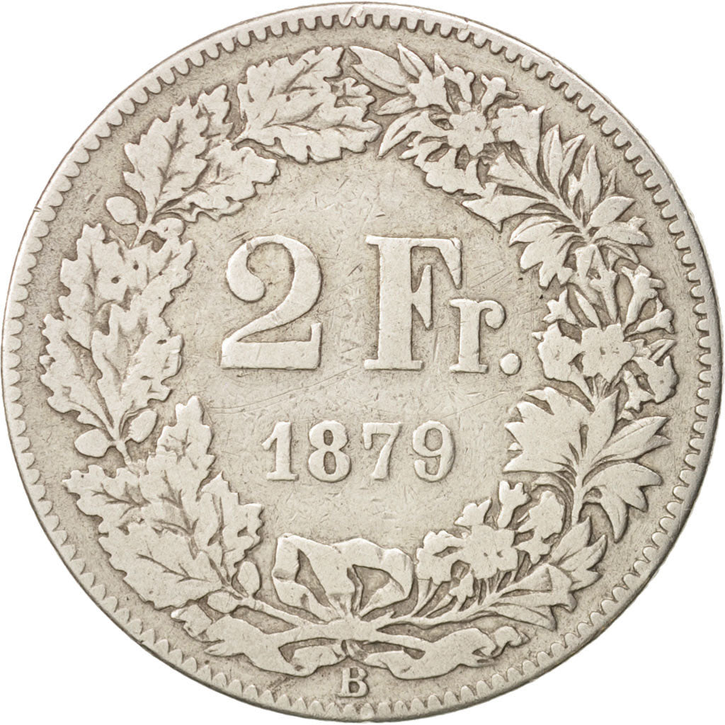 Switzerland, 2 Francs, 1879, Bern, VF(20-25), Silver, KM:21