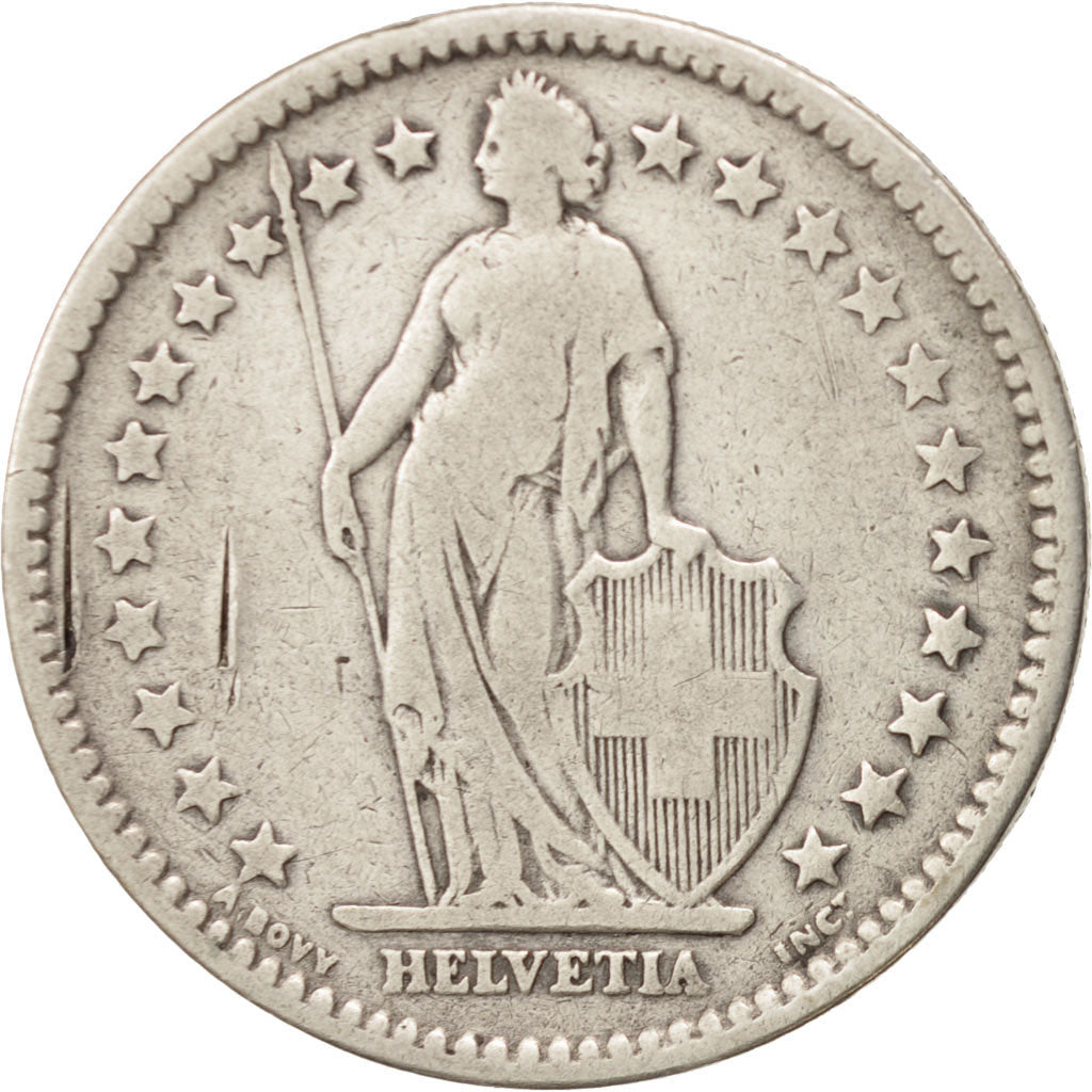 Switzerland, 2 Francs, 1886, Bern, VF(20-25), Silver, KM:21