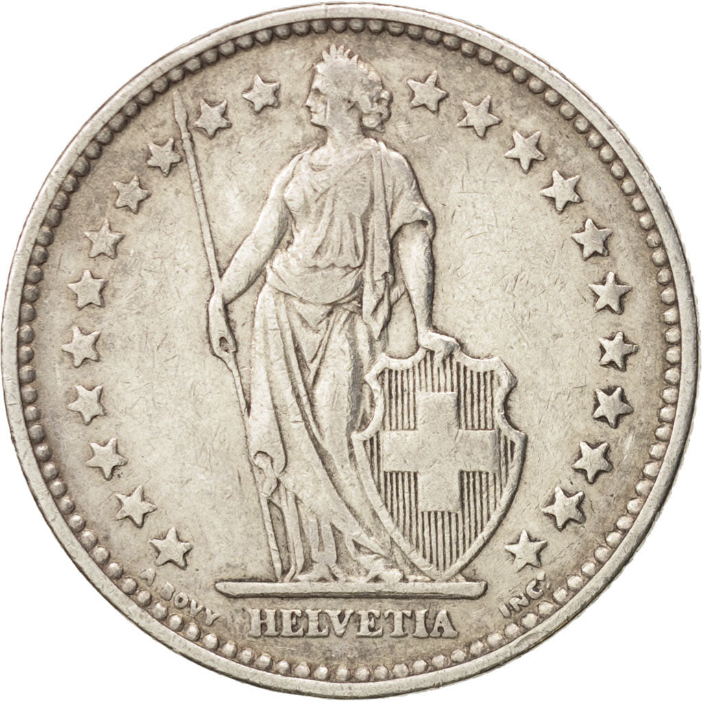 Switzerland, 2 Francs, 1914, Bern, EF(40-45), Silver, KM:21