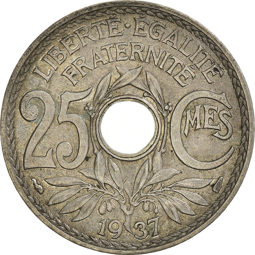 Moeda, França, 25 Centimes, 1937