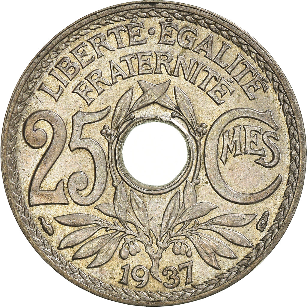Munten, Frankrijk, 25 Centimes, 1937
