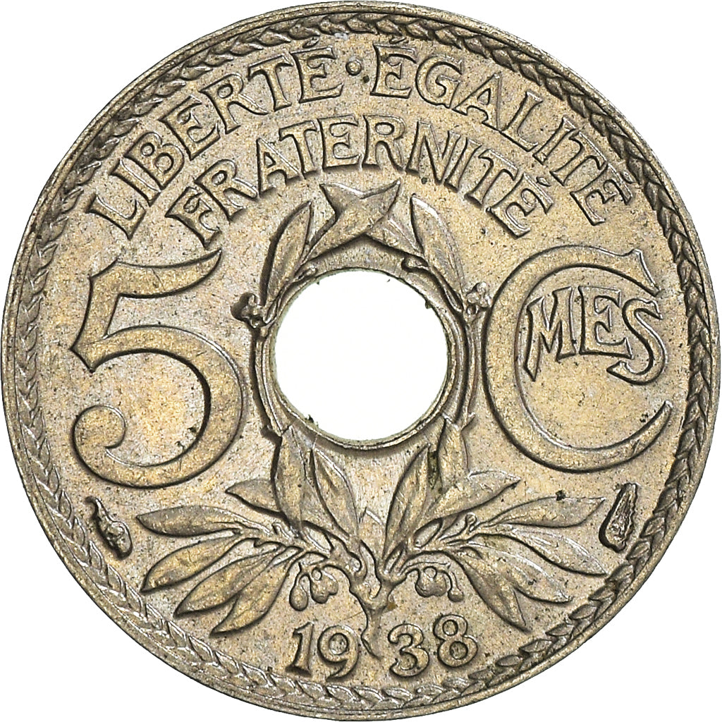 Monnaie, France, 5 Centimes, 1938