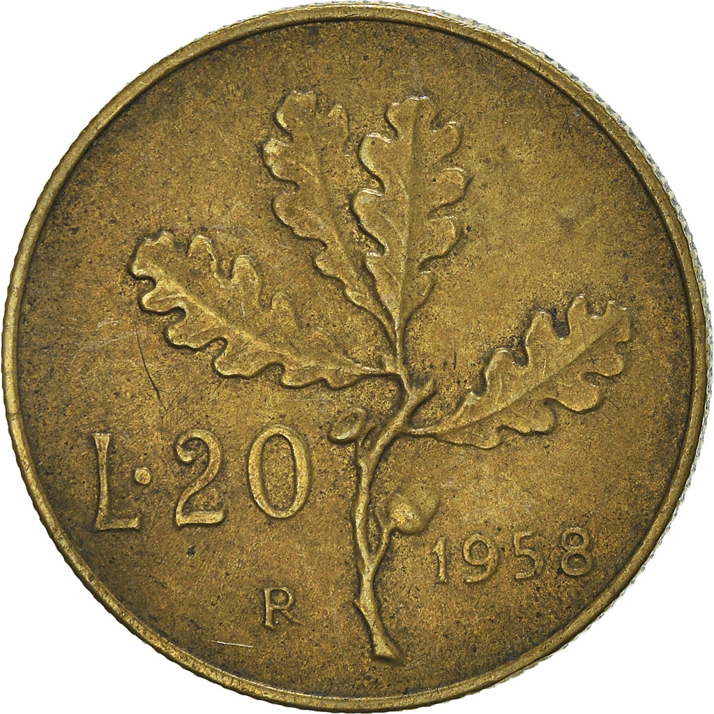 Monnaie, Italie, 20 Lire, 1958