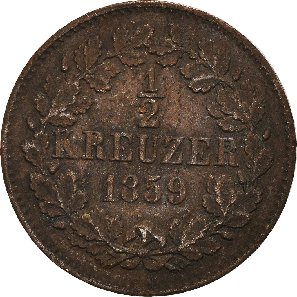 Moneta, Landy niemieckie, 1/2 Kreuzer, 1859