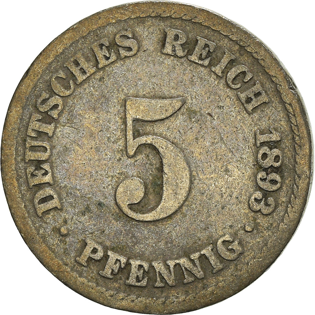 Moneta, NIEMCY - IMPERIUM, 5 Pfennig, 1893