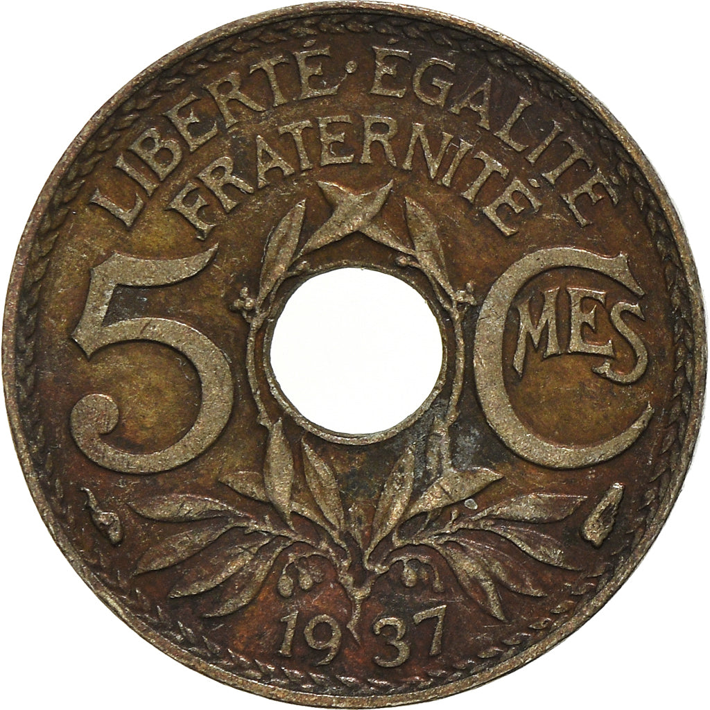 Munten, Frankrijk, 5 Centimes, 1937