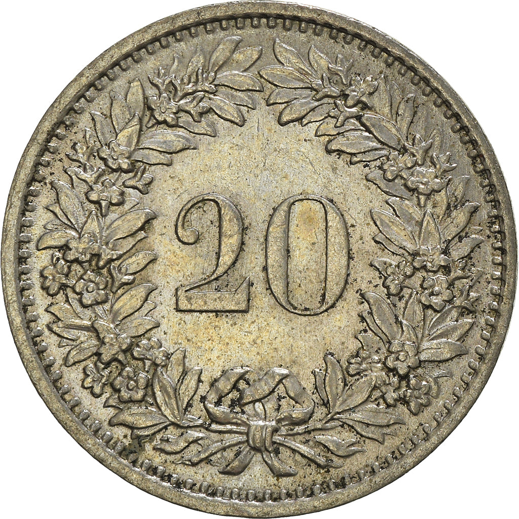 Moeda, Suíça, 20 Rappen, 1971