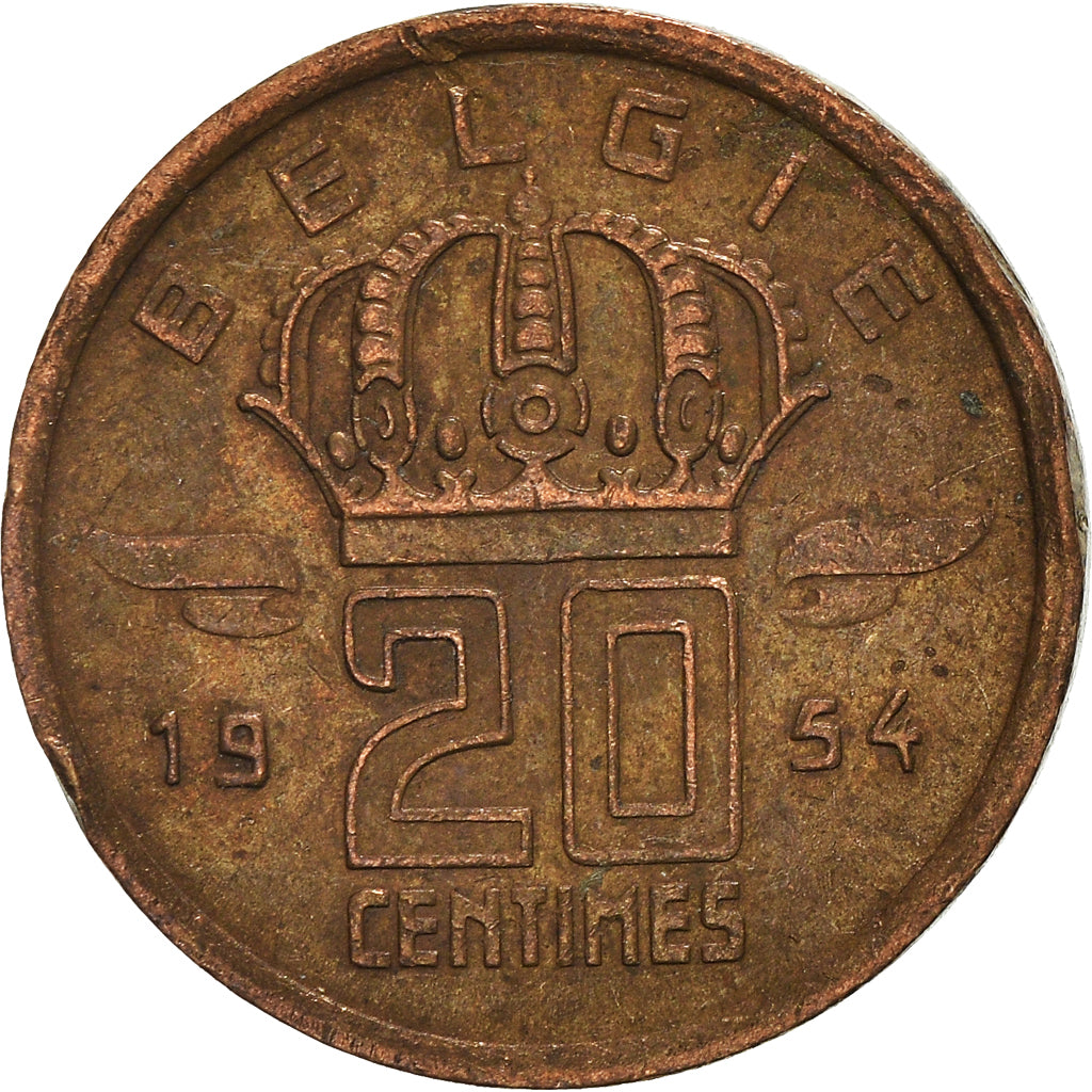 Coin, Belgium, 20 Centimes, 1954