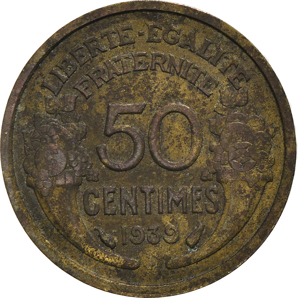 Münze, Frankreich, 50 Centimes, 1939