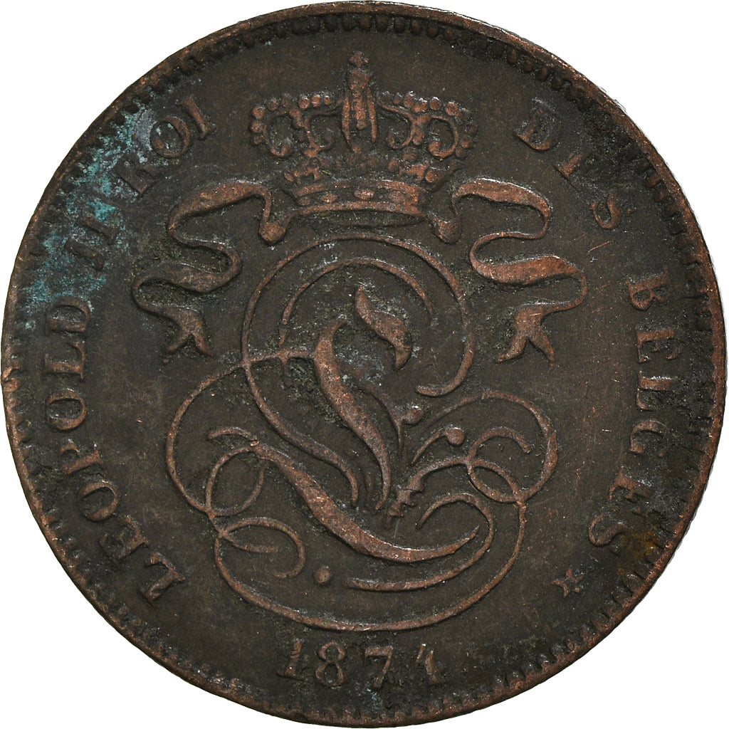 Monnaie, Belgique, 2 Centimes, 1874