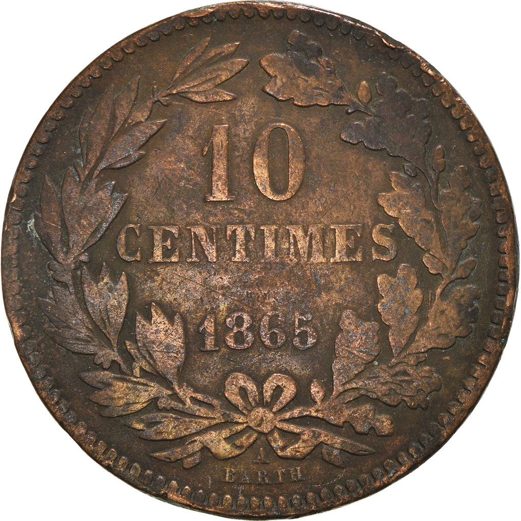 Coin, Luxembourg, 10 Centimes, 1865