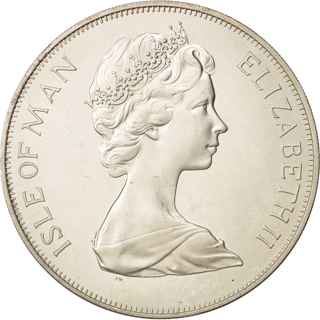Isle of Man, Elizabeth II, Crown, 1977, Pobjoy Mint, AU(55-58), Silver, KM:41a