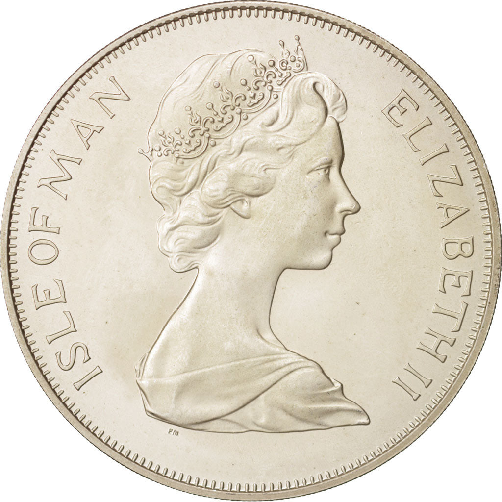 Coin, Isle of Man, Elizabeth II, Crown, 1977, Pobjoy Mint, AU(55-58), Silver