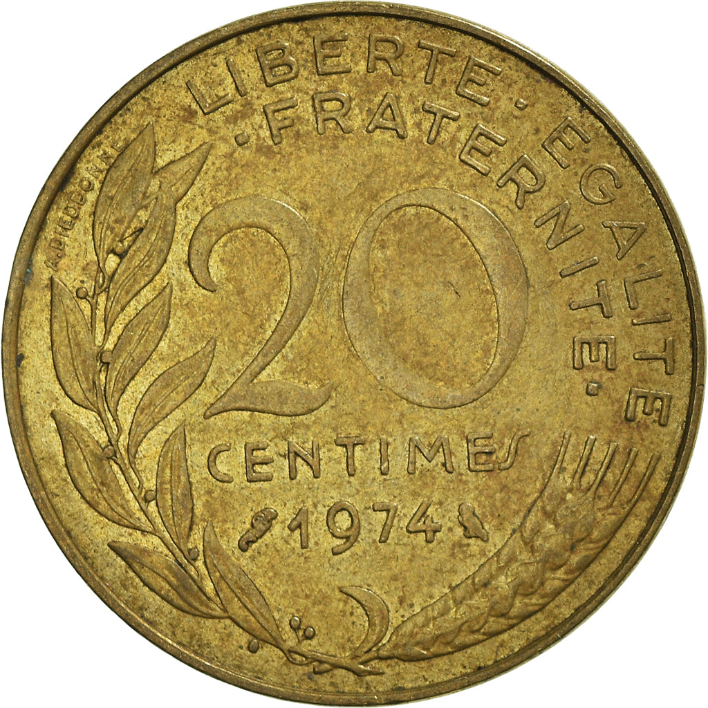 Coin, France, 20 Centimes, 1974