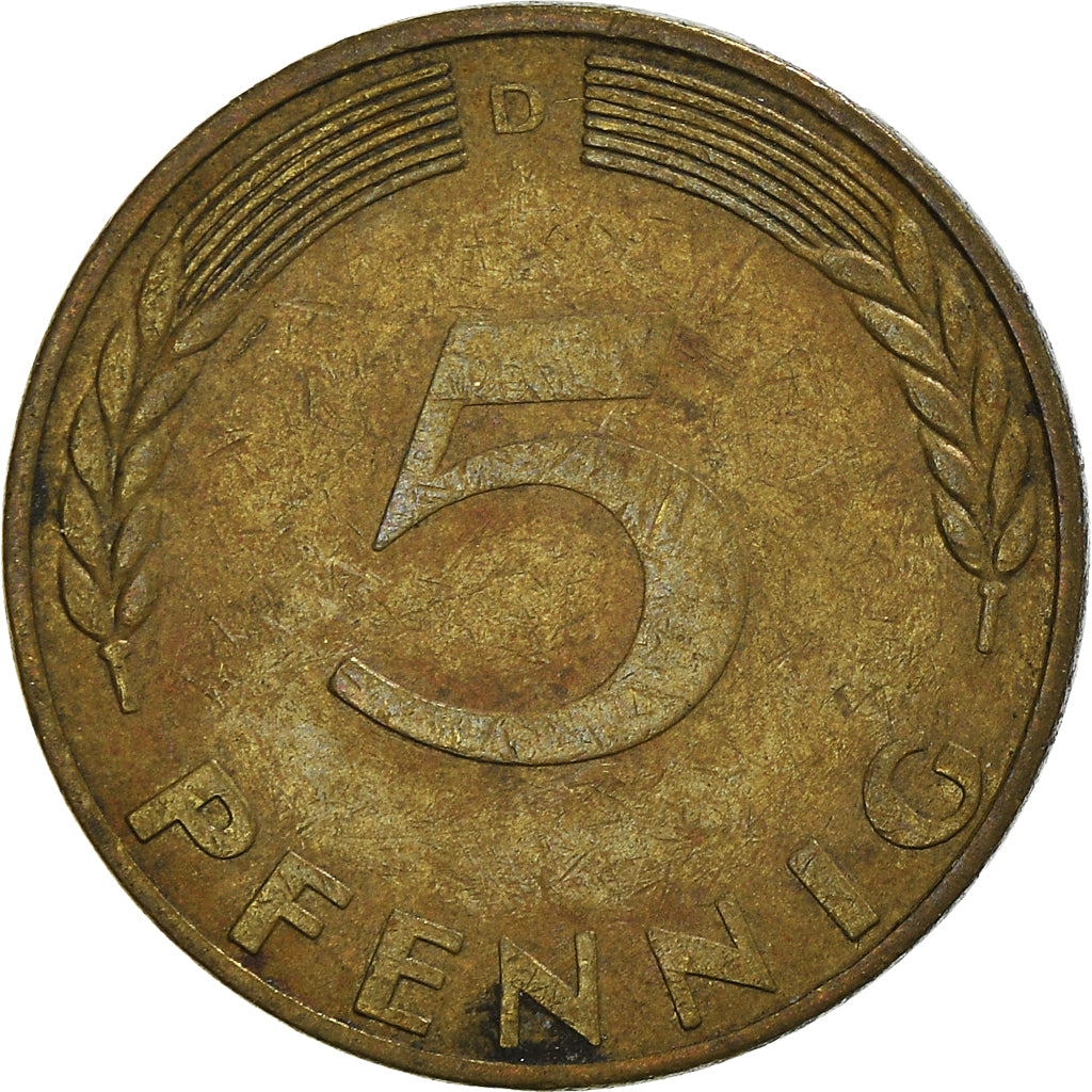 Moeda, ALEMANHA - REPÚBLICA FEDERAL, 5 Pfennig, 1970