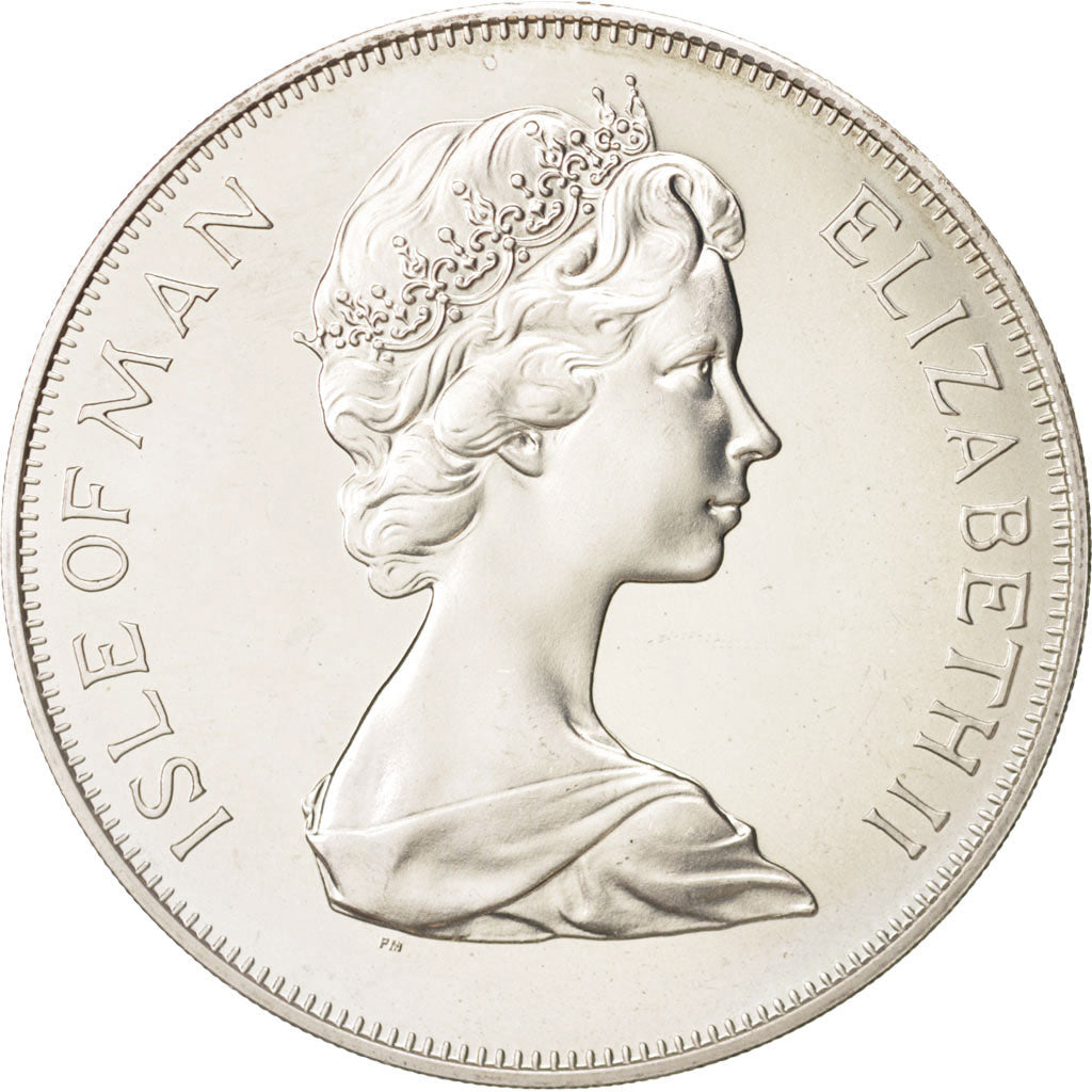 Isle of Man, Elizabeth II, Crown, 1977, Pobjoy Mint, MS(63), Silver, KM:41a
