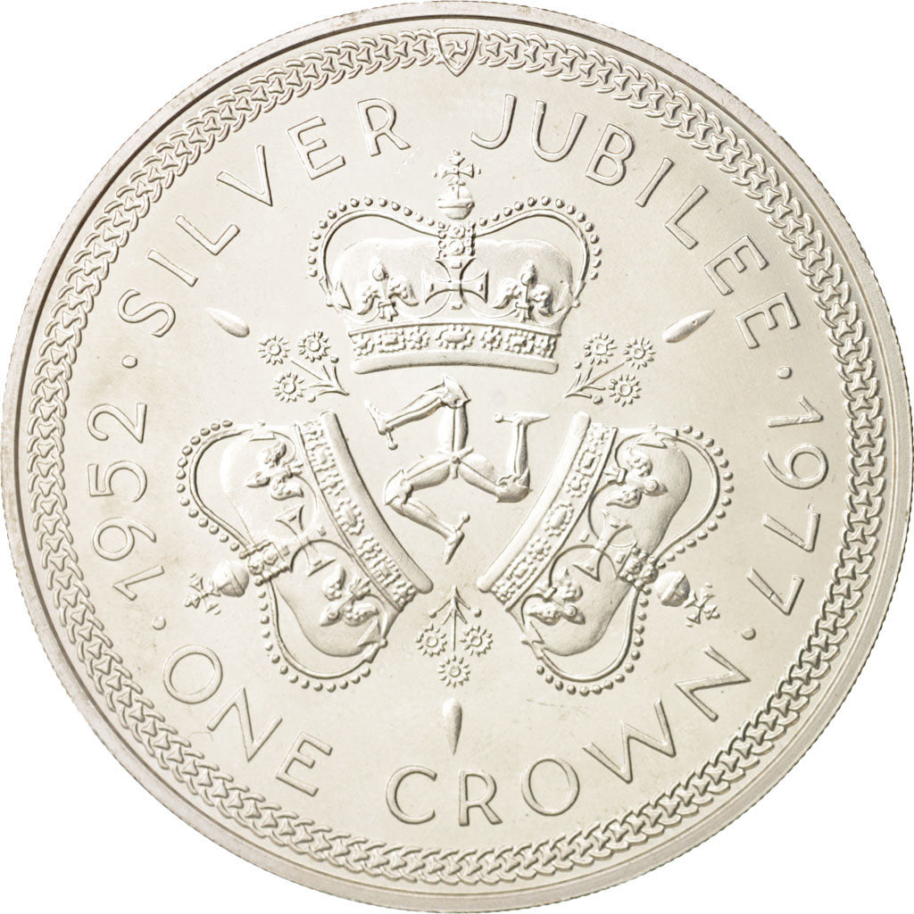 Isle of Man, Elizabeth II, Crown, 1977, Pobjoy Mint, MS(63), Silver, KM:41a