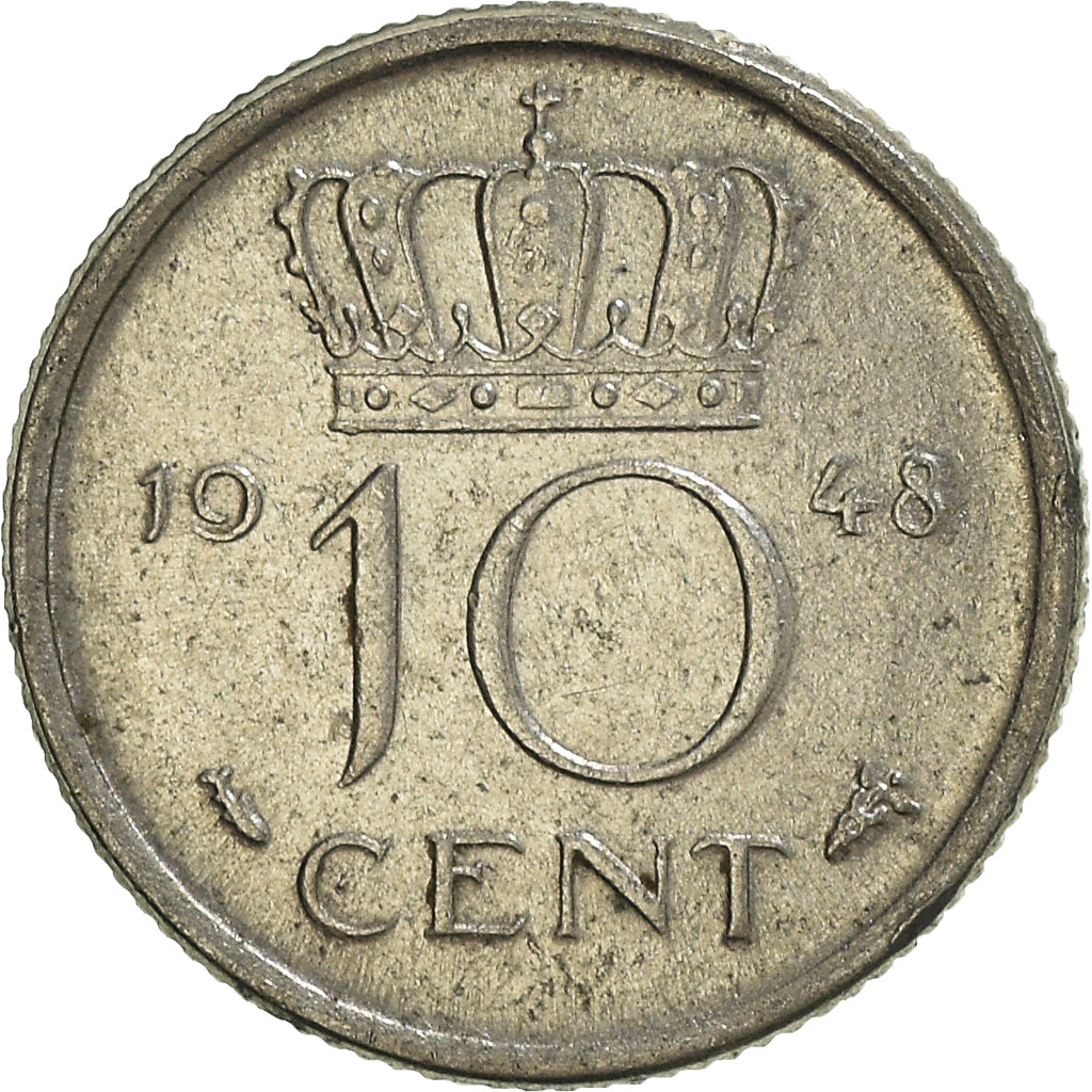 Moeda, Países Baixos, 10 Cents, 1948