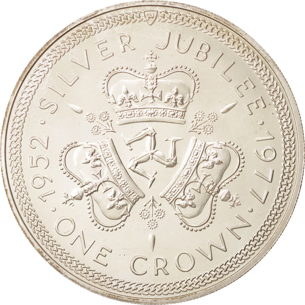 Coin, Isle of Man, Elizabeth II, Crown, 1977, Pobjoy Mint, MS(63), Silver