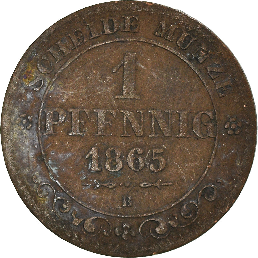 Moneta, Landy niemieckie, Pfennig, 1865