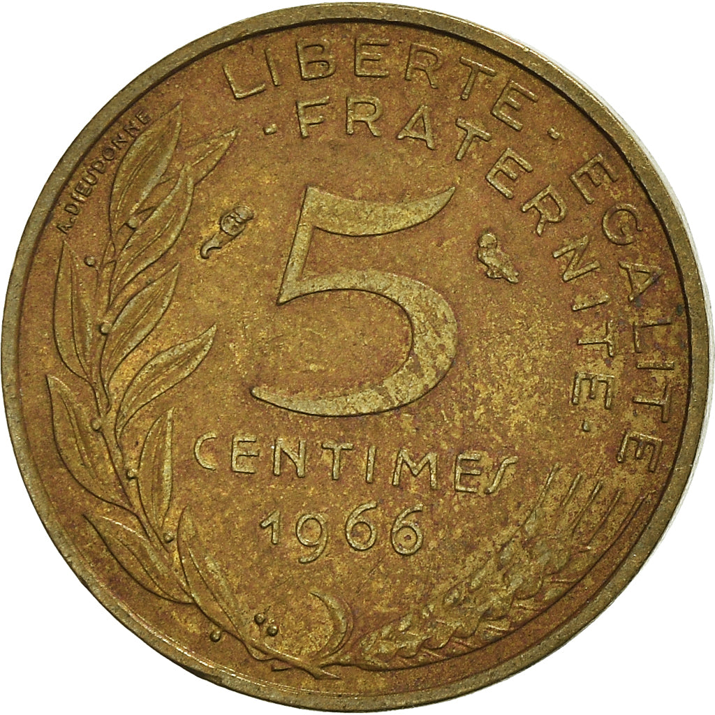 Moeda, França, 5 Centimes, 1966