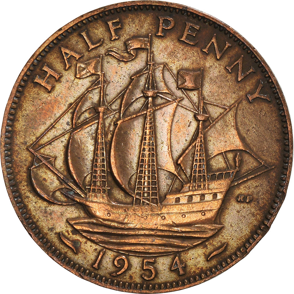 Münze, Großbritannien, 1/2 Penny, 1954