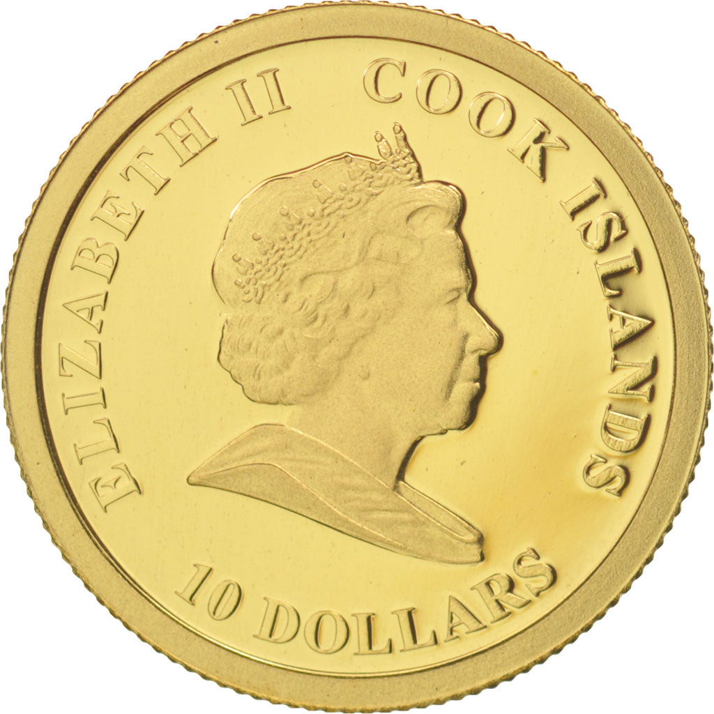 Moneda, Islas Cook, Elizabeth II, 10 Dollars, 2010, CIT, FDC, Oro, KM:1296