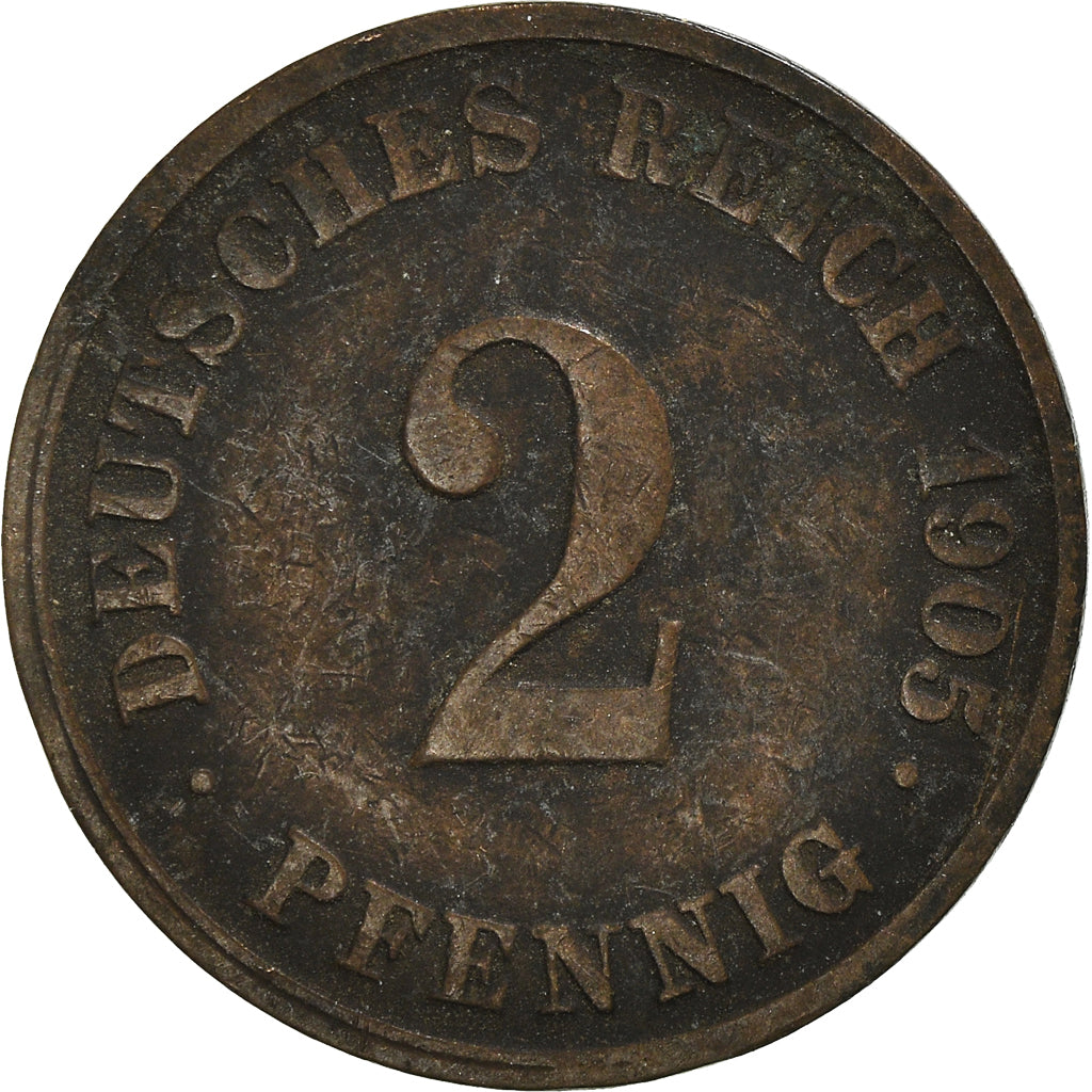 Moneta, GERMANIA - IMPERO, 2 Pfennig, 1905