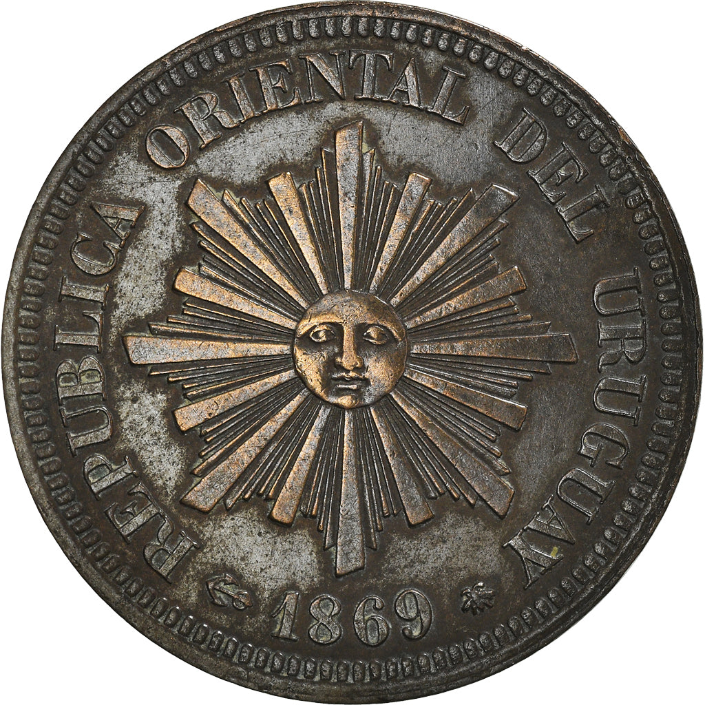 Monnaie, Uruguay, 2 Centesimos, 1869