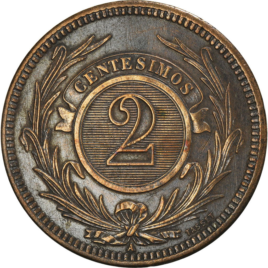 Monnaie, Uruguay, 2 Centesimos, 1869