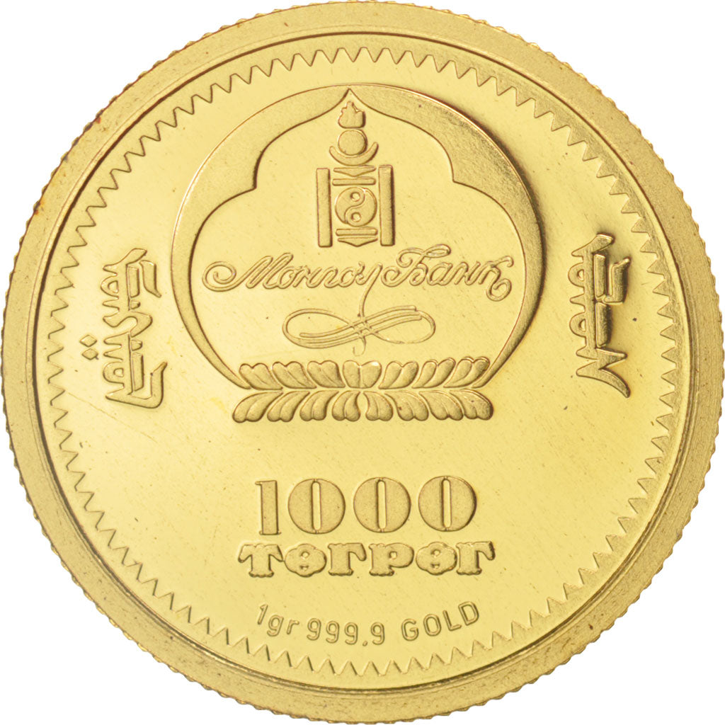 Mongolia, 1000 Tugrik, 2008, FDC, Oro