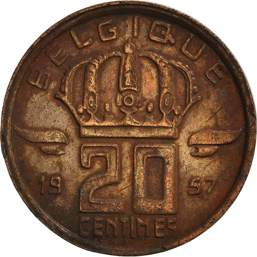 Coin, Belgium, 20 Centimes, 1957