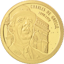 Benin, 1500 Francs CFA, Charles de Gaulle, 2010, MS(65-70), Gold