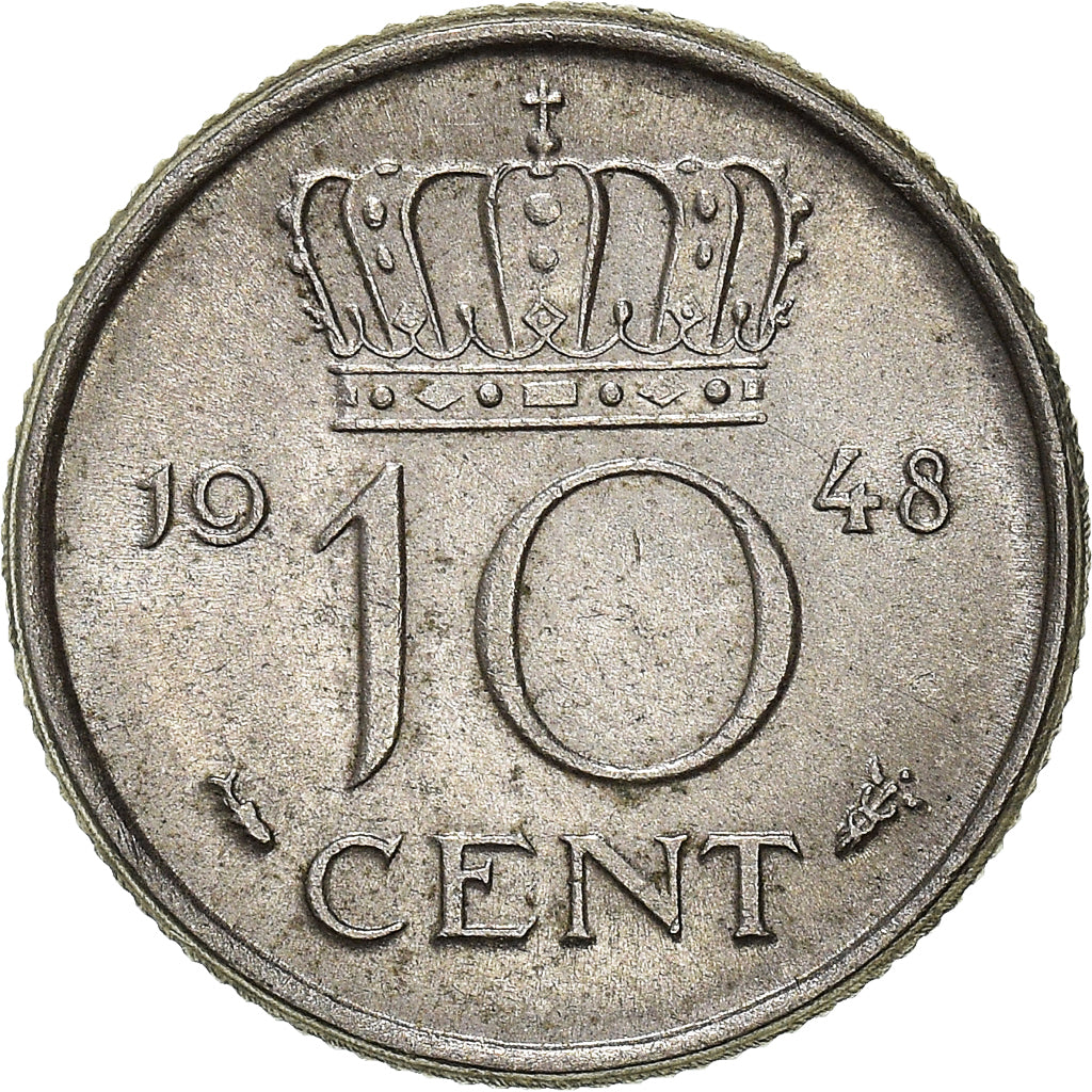 Moeda, Países Baixos, 10 Cents, 1948