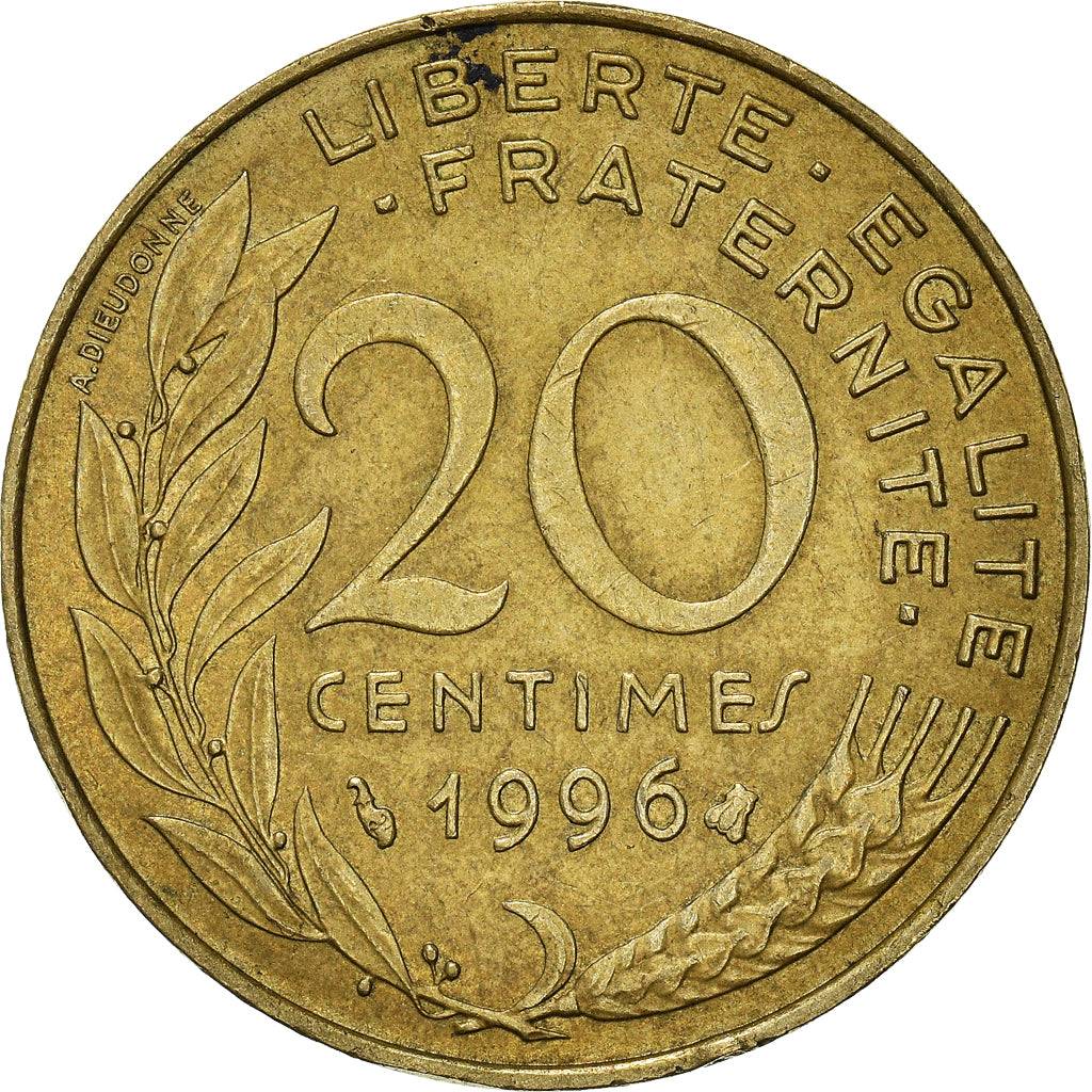 Moeda, França, 20 Centimes, 1996