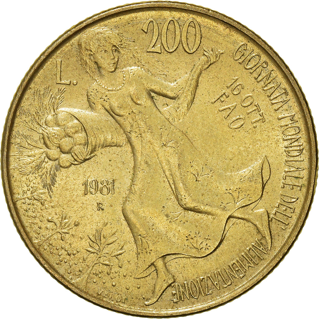 Moeda, Itália, 200 Lire, 1981