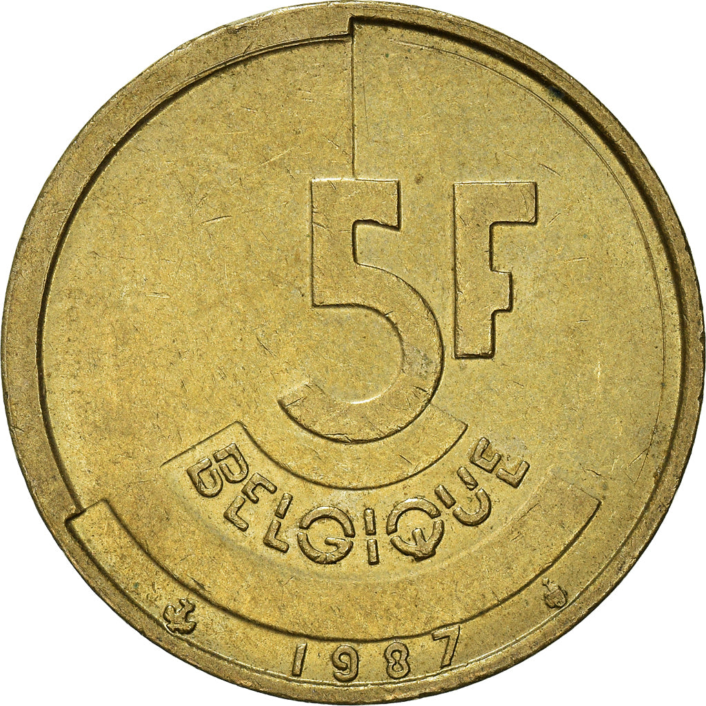 Coin, Belgium, 5 Francs, 5 Frank, 1987