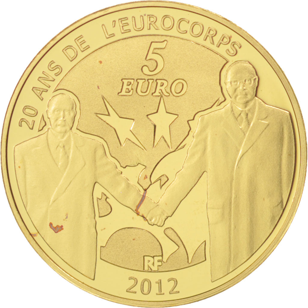 France, 5 Euro, Anniversaire Eurocorps, 2012, MS(65-70), Gold, KM:1851