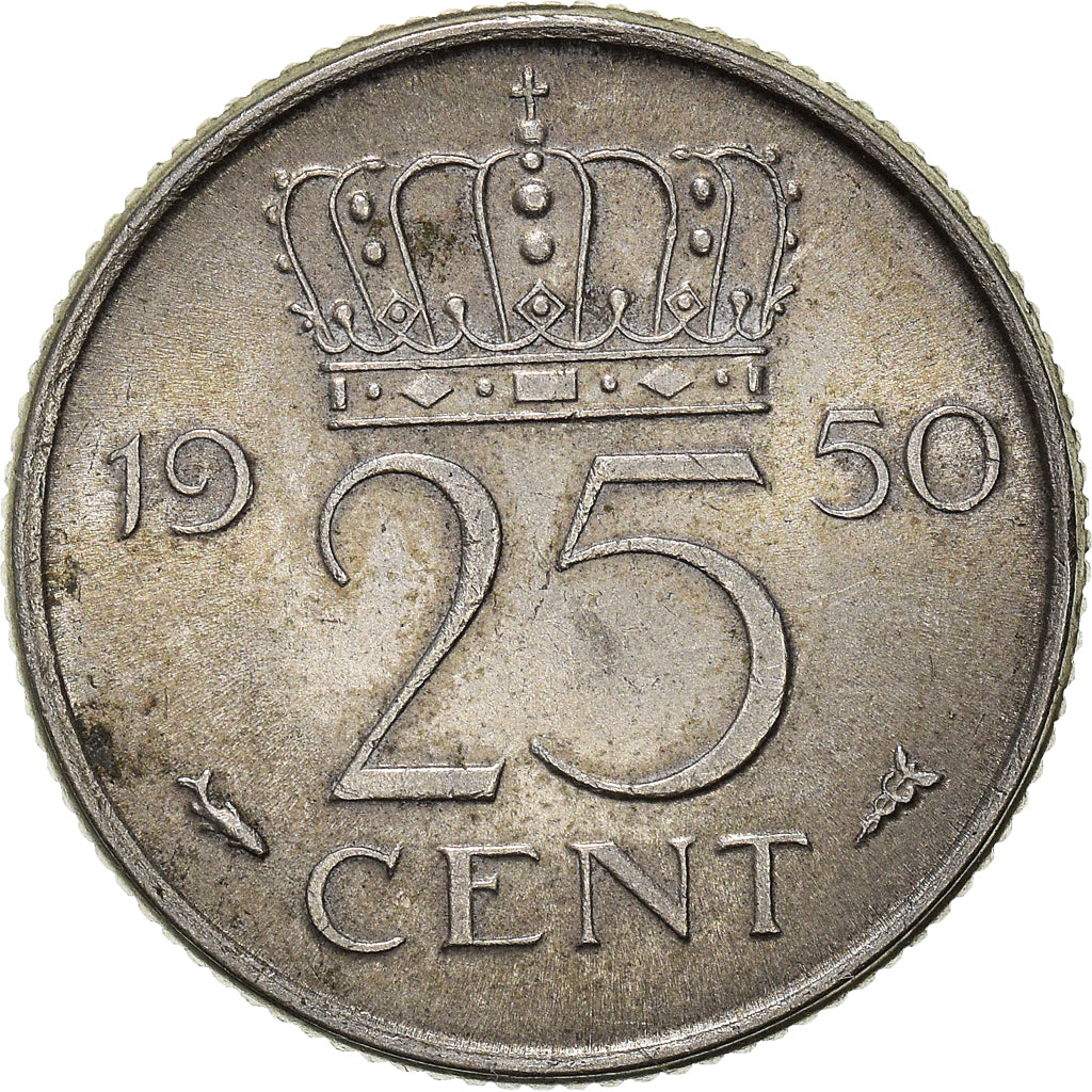 Münze, Niederlande, 25 Cents, 1950